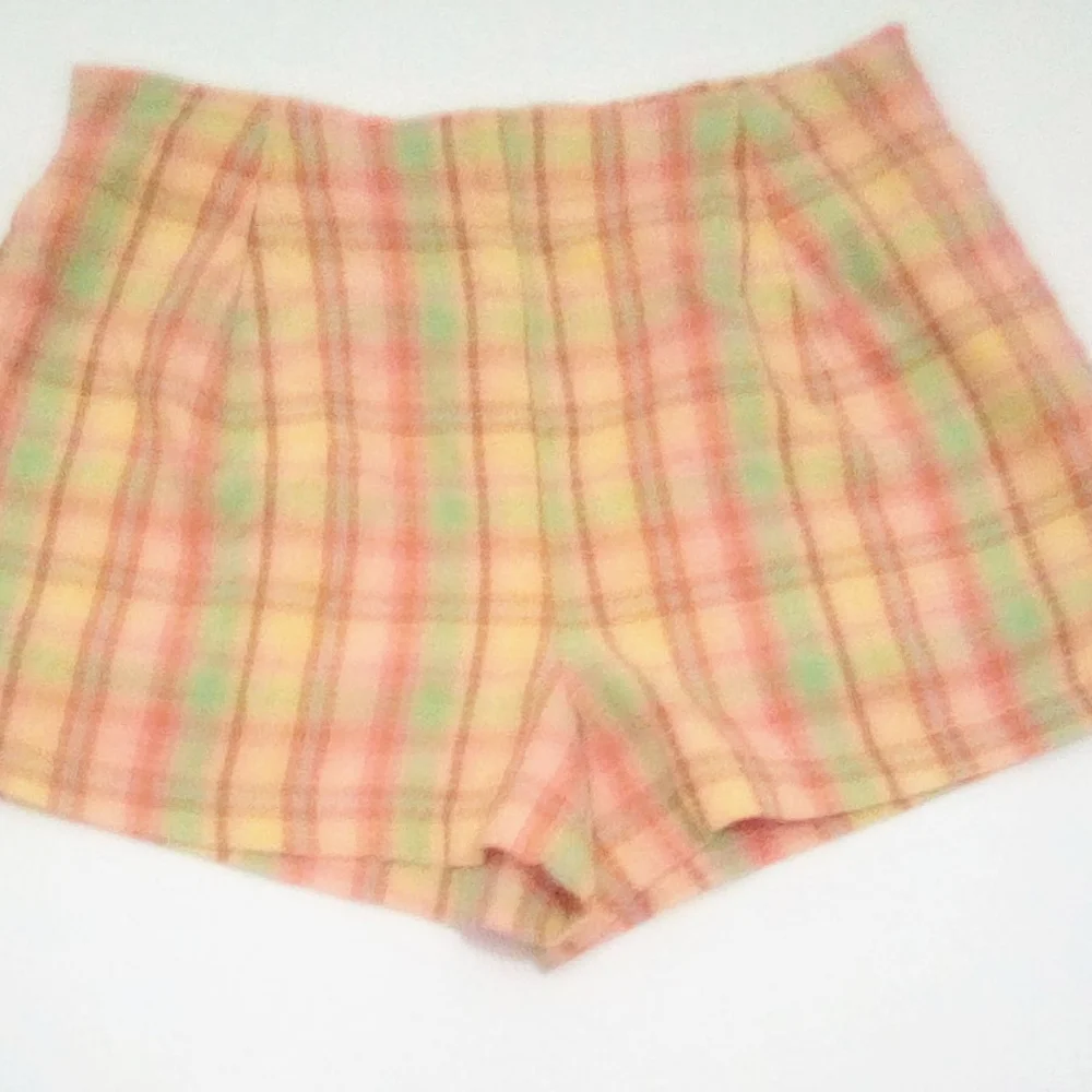 Billabong 100% Cotton Pastel Plaid High Waist Shorts Size M Vacation Summer